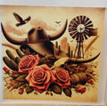 Western skull with windmill