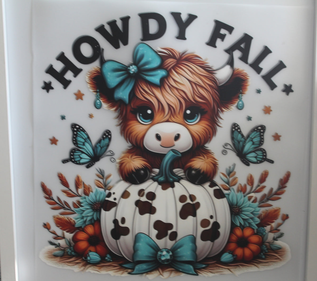 Iron on highland cow Howdy Fall
