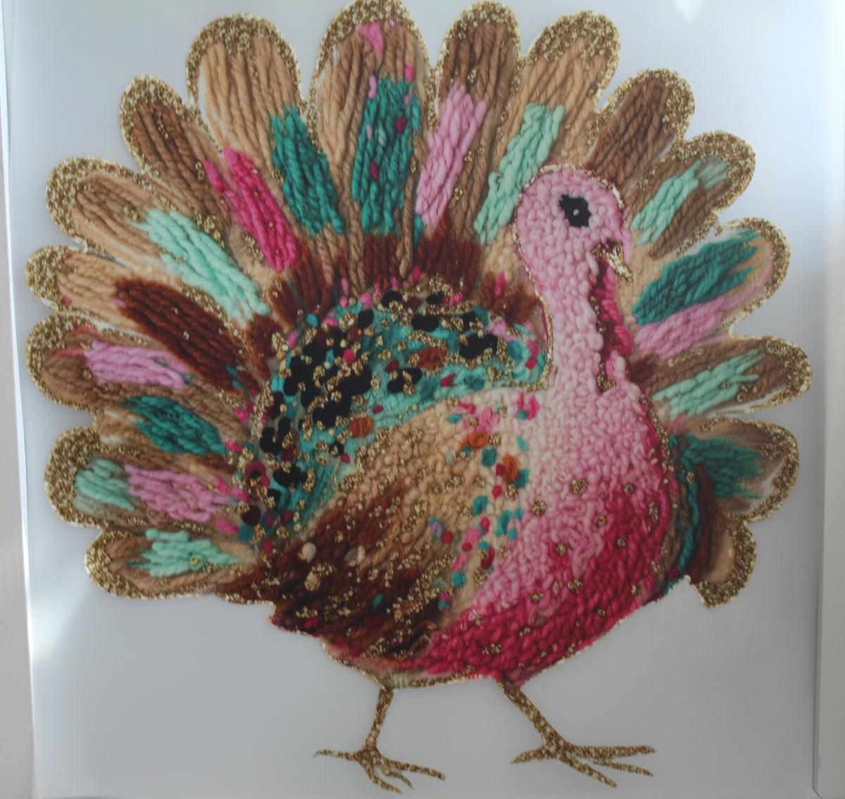 Pink and multi colored turkey.