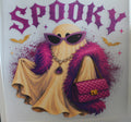 Spooky Ghost with purple boa and purse