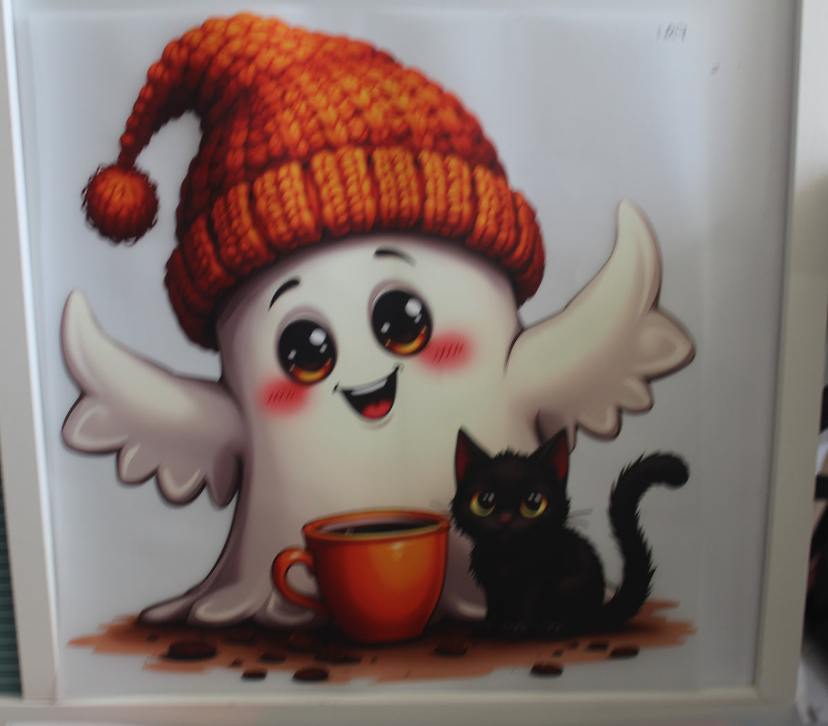 Ghost with Coffee and Black Cat.