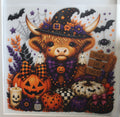 Cow witch with pumpkin and Bats.